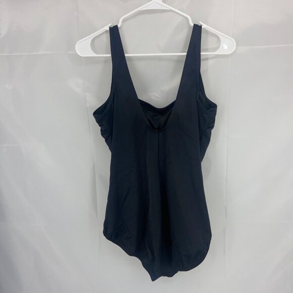 Lands End Women 16 One Piece Swimsuit Slimming Black Stretch Swim Beach Pool - Picture 3 of 9